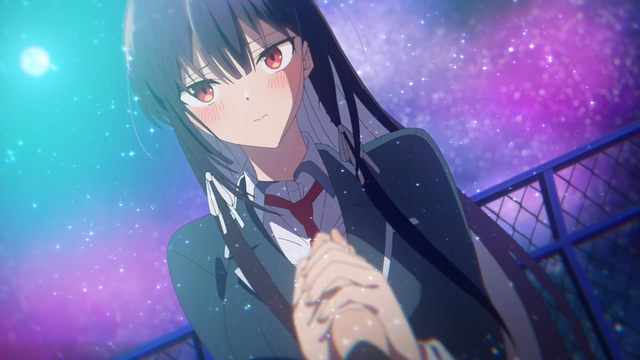 Takamine trying to confess to Shirota from the anime series Please Put Them On, Takamine-san Episode 11.