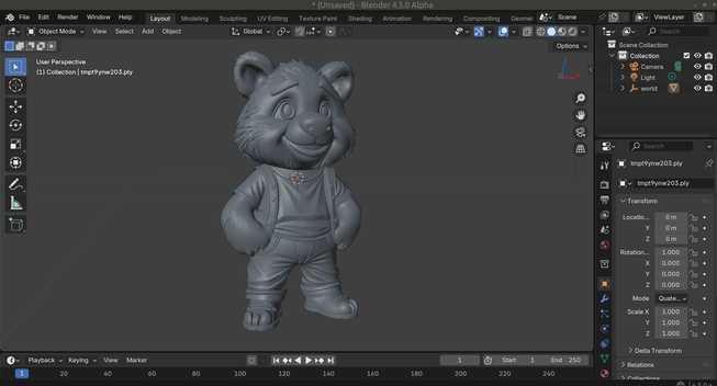 The model generated imported in Blender 3D