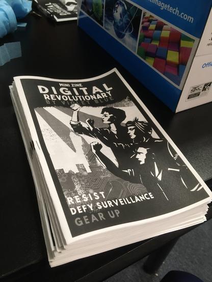 Printed black and white zines: Mini Zine Digital Revolutionary 