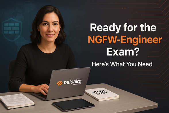 A confident IT professional lady showcasing Ready for the NGFW-Engineer Exam?