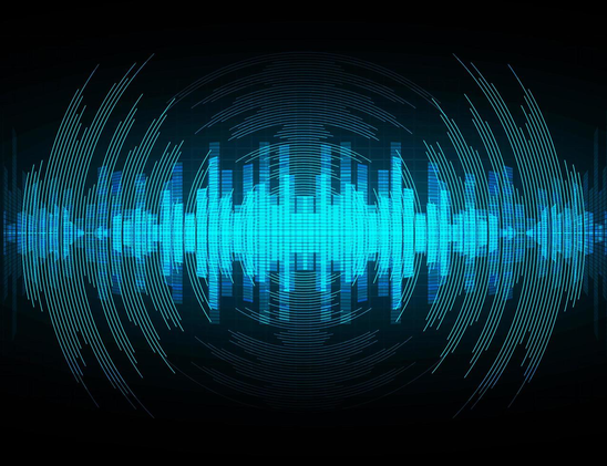 Sound waves in blue