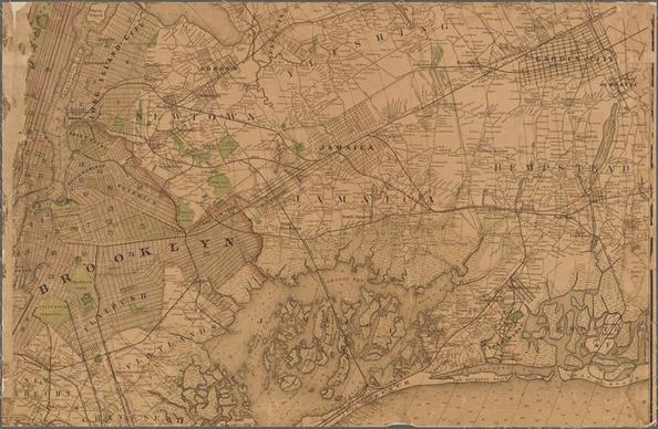 Driving road chart of the country surrounding New York City