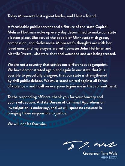 Statement by governor Waltz