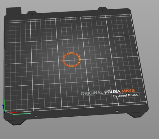 screen shot from Prusaslicer with an o-ring on the printbed