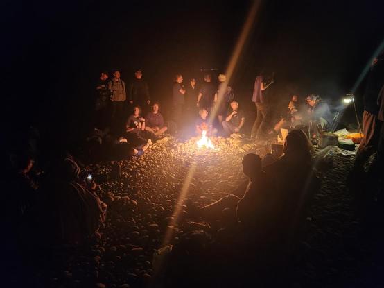 Demosceners around the campfire and barbecue