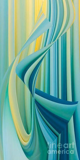 Curving, flowing lines blend shades of blue, green, and yellow, creating a dynamic sense of movement and fluidity. The design suggests a sense of depth and energy, reminiscent of waves or ribbons in motion.

I started this image with flowing silk curtains which I transformed into a contemporary and abstract design which created a sense of curving, flowing lines, blended with shades of blue, green, and yellow, creating a dynamic sense of movement and fluidity. The design suggests a sense of depth and energy, reminiscent of waves or ribbons in motion.

This abstract digital artwork evokes the delicate flow of silk curtains caught in a gentle breeze. With sweeping curves and layered folds, the image captures a sense of fluid motion and softness. The palette of aquamarine, teal, lemon yellow, and seafoam green creates a serene, almost meditative atmosphere. 

THE FINE ART AMERICA LOGO WILL NOT APPEAR ON PURCHASED PRINTS OR PRODUCTS.