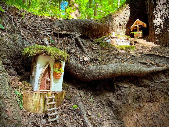Another miniature Hobbit house, this one with a ladder