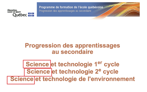 « Science et technologie » dans le titre d’un document du Québec