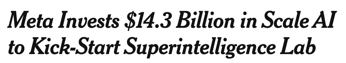 Meta Invests $14.3 Billion in Scale AI to Kick-Start Superintelligence Lab