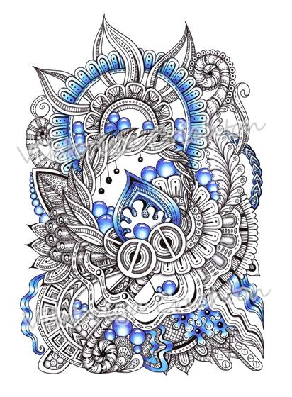 Winter Zenart 2_ Abstract modern drawing in zenart style, handmade. Digital art print, interior poster.  