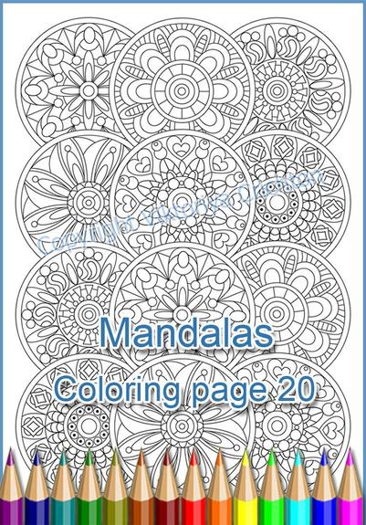 Coloring page 20 for adult, Mandalas zentangle, a translucent template to draw a mandala yourself. Аbstract design pattern. PDF. 
