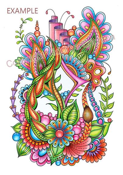 Zendoodle flowers, coloring page 24 for adults, graphic handmade, zentangle art, abstract patterns.