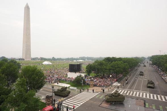 Elevated view of Trump's Big Birthday Bash near the Washington Monument,