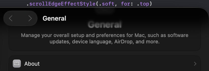 Soft-blur edge effect applied to the toolbar on a scrolled view.