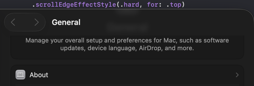 Hard-blur edge effect applied to the toolbar on a scrolled view.
