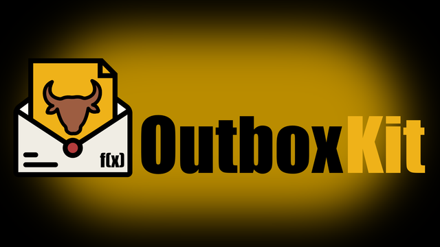 OutboxKit banner image.

On the left, it includes an envelope, representing a message, a flat image representation of a yak's head, as well the text f(x).

On the right, the text "OutboxKit" is shown.