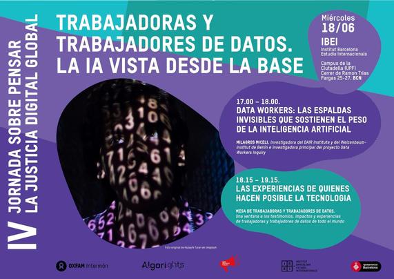 Cartel de la jornada trabajadores de datos la IA vista desde la base
