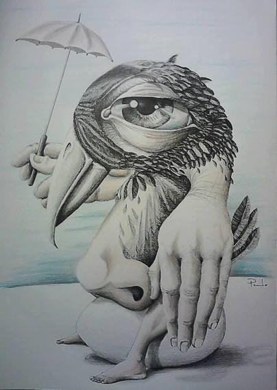 Pen and colour pencils on Paper
