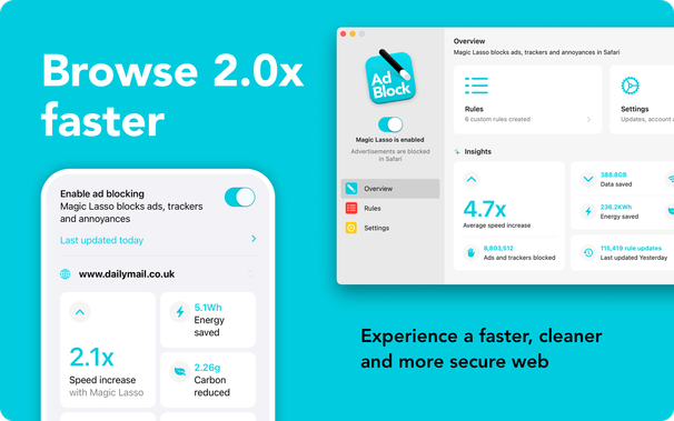 Magic Lasso Adblock: 2.0× Faster Web Browsing in Safari