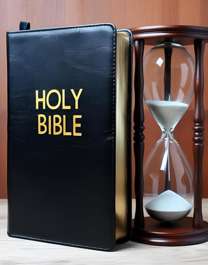 Bible & hourglass..
Take control  of your thoughts with #GOD'S Word.