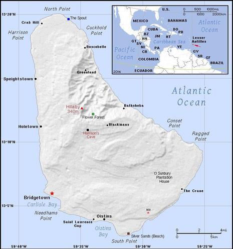 A map showing the location of Barbados
Credit https://ian.macky.net/pat/