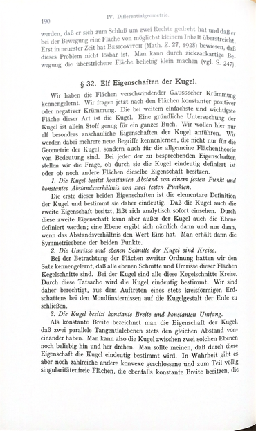 Die Seite 190 des Buches mit dem Kapitel 32, Elf Eigenschaften der Kugel