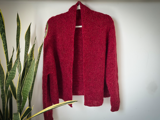 Raspberry red handmade cardigan