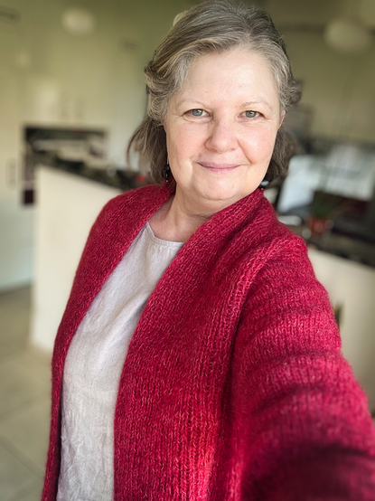 Raspberry red handmade cardigan