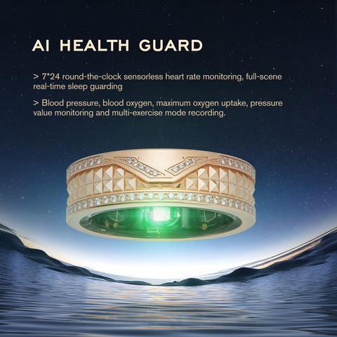 Promotional image of a smart ring. "AI HEALTH GUARD"