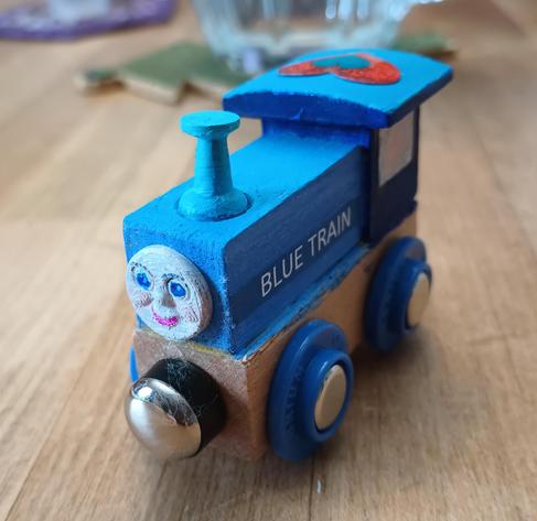 Little custom-made wooden Blue Train.