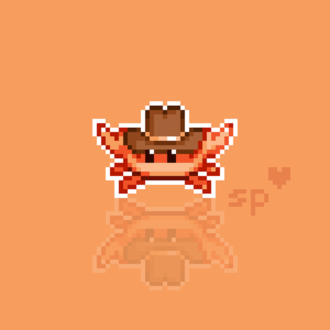 pixelart crab with cowboy hat
