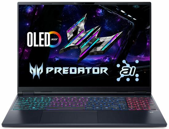 Acer Predator Helios Neo 16 AI OLED profil avant écran allumé