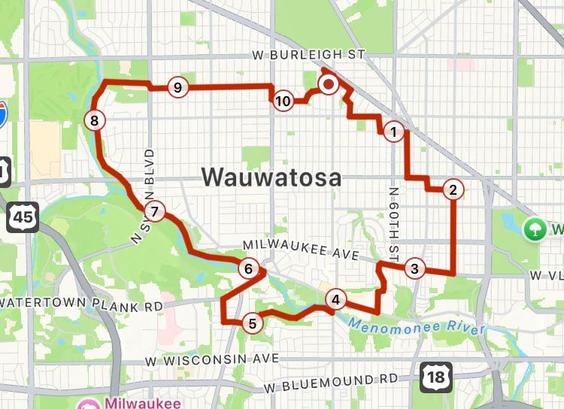 Map of a bike ride.