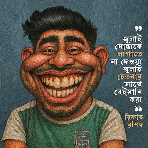 "জুলাই যোদ্ধাকে লাগাতে না দেওয়া, জুলাই চেতনার সাথে বেইমানি করা" - বুবিসে মেহেদি লাগানো বিষয়ক সমন্বয়ক রিফাত রশিদ। 

কার্টুন নং: ২৫৮

#CartunusDaily #Bangladesh #Bangladeshi #politicalcartoons #BangladeshCrisis #freedomofspeech #DrYunus #dryunusgovt #YunusRegime #yunusgovernment #dryunusagainstjournalists
#কার্টুনুসডেইলি