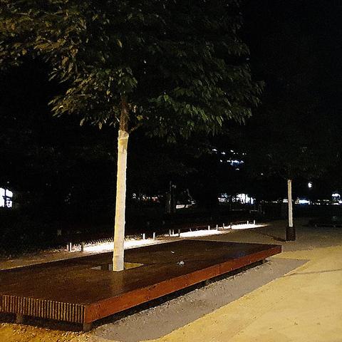 new park design at moravské námēstí at night in Brno, Czechia