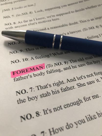 Lines for our scene from the movie 12 Angry Men