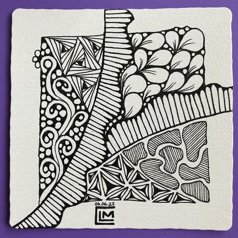 Black ink patterns completed before shading