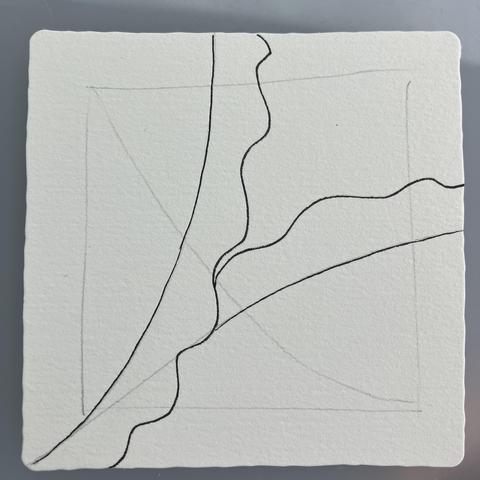 Pencil string before most of thenblack ink patterns were applied