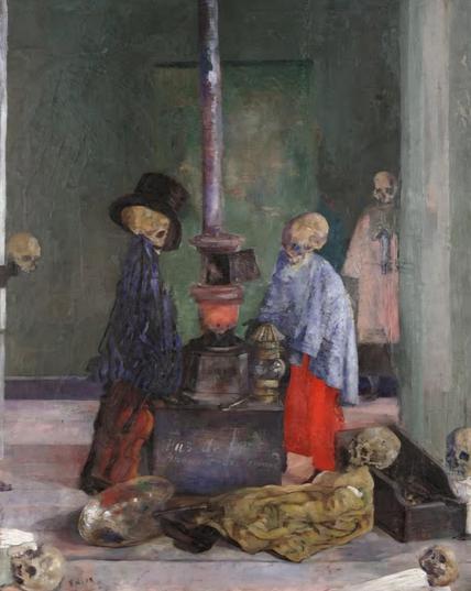 James Ensor (belge, 1860-1949)
Squelettes se réchauffant (1889)
Huile sur toile (74,8 x 60 cm)
Kimbell Art Museum