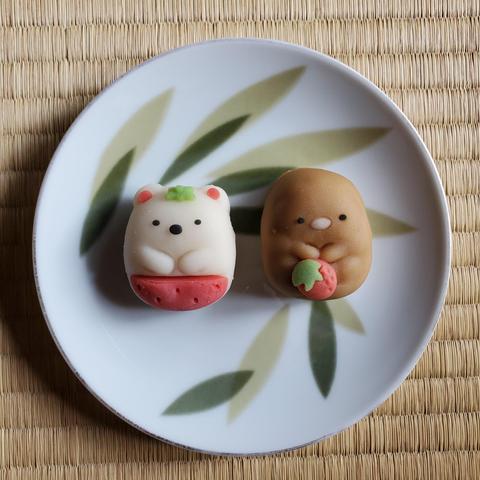 Bandai and Family Mart's strawberry milk flavoured polar bear, and a milk flavoured tonkatsu nerikiri🤣