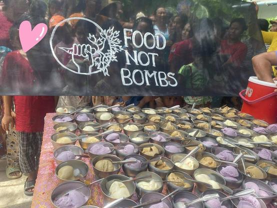 Food not Bombs Myanmar 🇲🇲 

About: https://www.abc.net.au/news/2024-06-16/hunger-soars-in-myanmar-and-electricity-rises-punks-bring-hope/103877068
