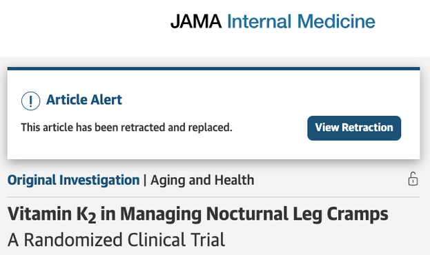 screenshot of journal website, stating that article has been "retracted and replaced"