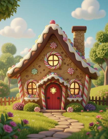 ①« Generated by nightcafestudio »
 A whimsical candy house with cookie walls, chocolate door, and candy windows, set amidst a lush, vibrant landscape, rendered in 3D with intricate details, inspired by the stylized aesthetics of Pixar and Disney, with a touch of Tim Burton's fantastical and colorful style, and the intricate textures of Ash Thorp's digital art.
#本日の成果物 #aiartcommunity 
