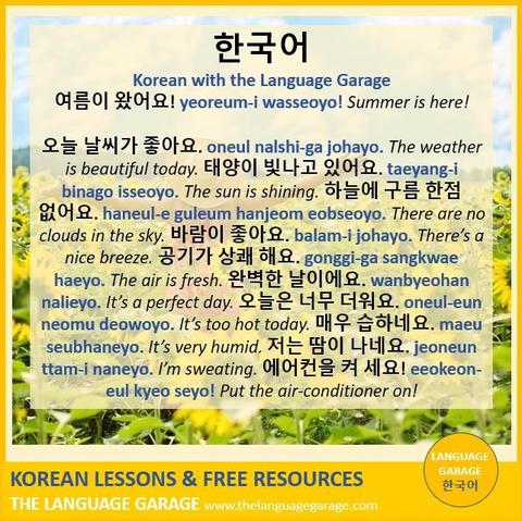 Korean vocabulary for summer weather, image of a field of flowers