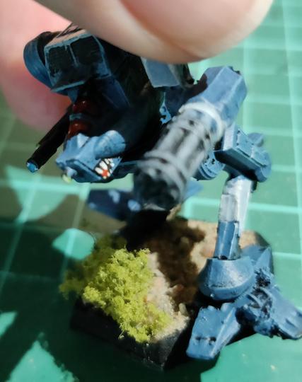 A closeup of the left side shark mouth art on the Stormcrow C