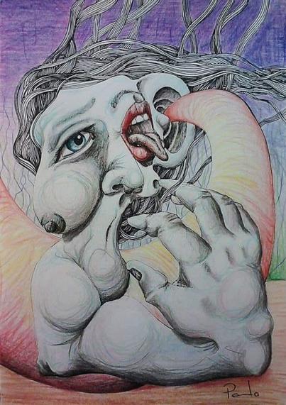 Pen and colour pencils on Paper