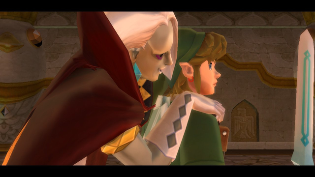 The Legend of Zelda: Skyward Sword HD - Ghirahim sneaks up behind Link.