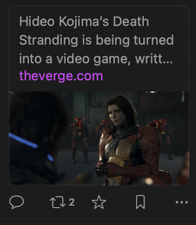 Verge preview:“Hideo Kojima’s Death Stranding is being turned into a video game.”