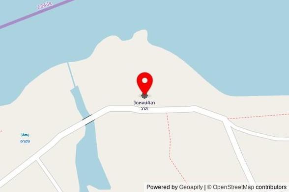 A zoomed out map with a pin at the position of Wat Ahong Silawad, Chayangkun Road, Ban A Hong, Thailand