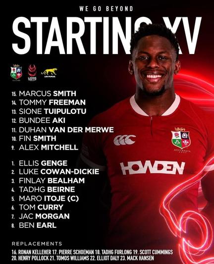 The starting XV for the British & Irish Lions in their pre-tour match against Argentina this Friday 